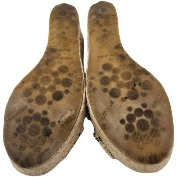 Jimmy Choo DOVINA Sandals Wedge Espadrille Snake Embossed Women's Size 9 - Picture 7 of 10